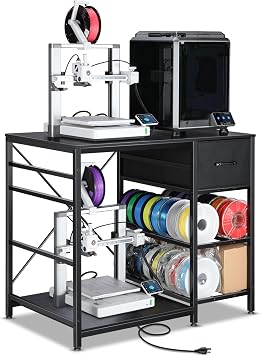 3D Printer Stand with Filaments Storage - 3D Printer Table Filament Storage Rack Heavy Duty 3D Print Desk with Drawer for Workshop Studio Office