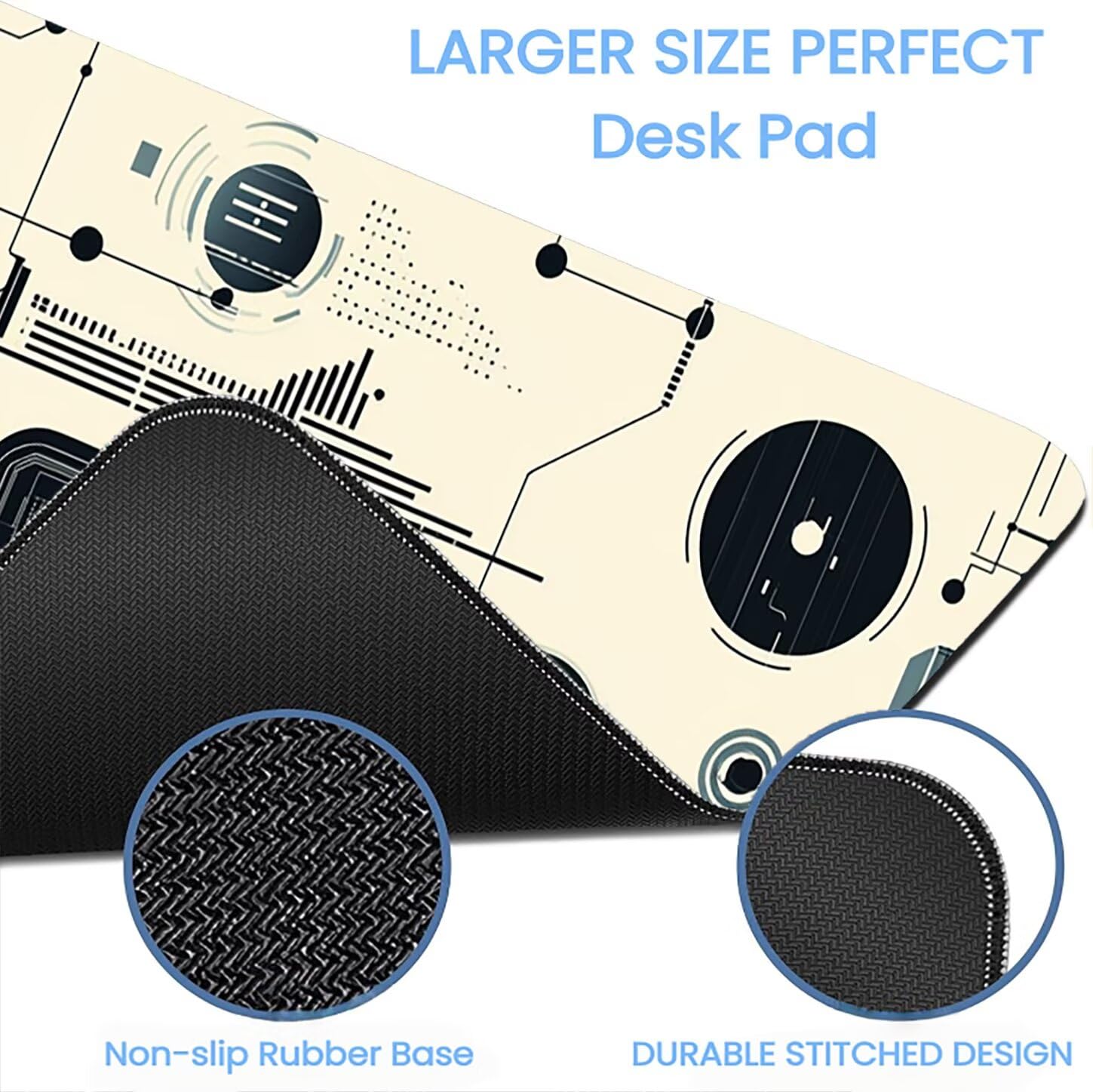 Lpfieonn Einfach Großes Schreibtischunterlage, XXL Schreibtischunterlagen, Beige XXL Wasserdicht Gaming Mousepad mit Vernähter Rand und Rutschfeste Gummibasis, für Laptop/Hause/Büro 120x60cm PF-1879