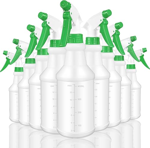 Paquete de 10 botellas de spray de 16 onzas, botellas vacías de pulverización de agua para soluciones de limpieza, botella de chorro recargable de