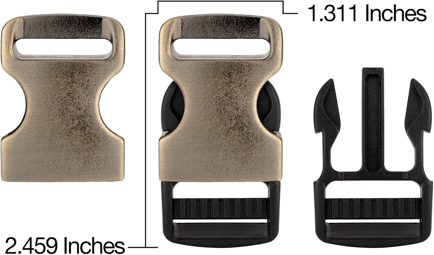 Country Brook Design 25-1 Inch Antique Brass Plastic Economy Flat Side Release Buckles Closeout