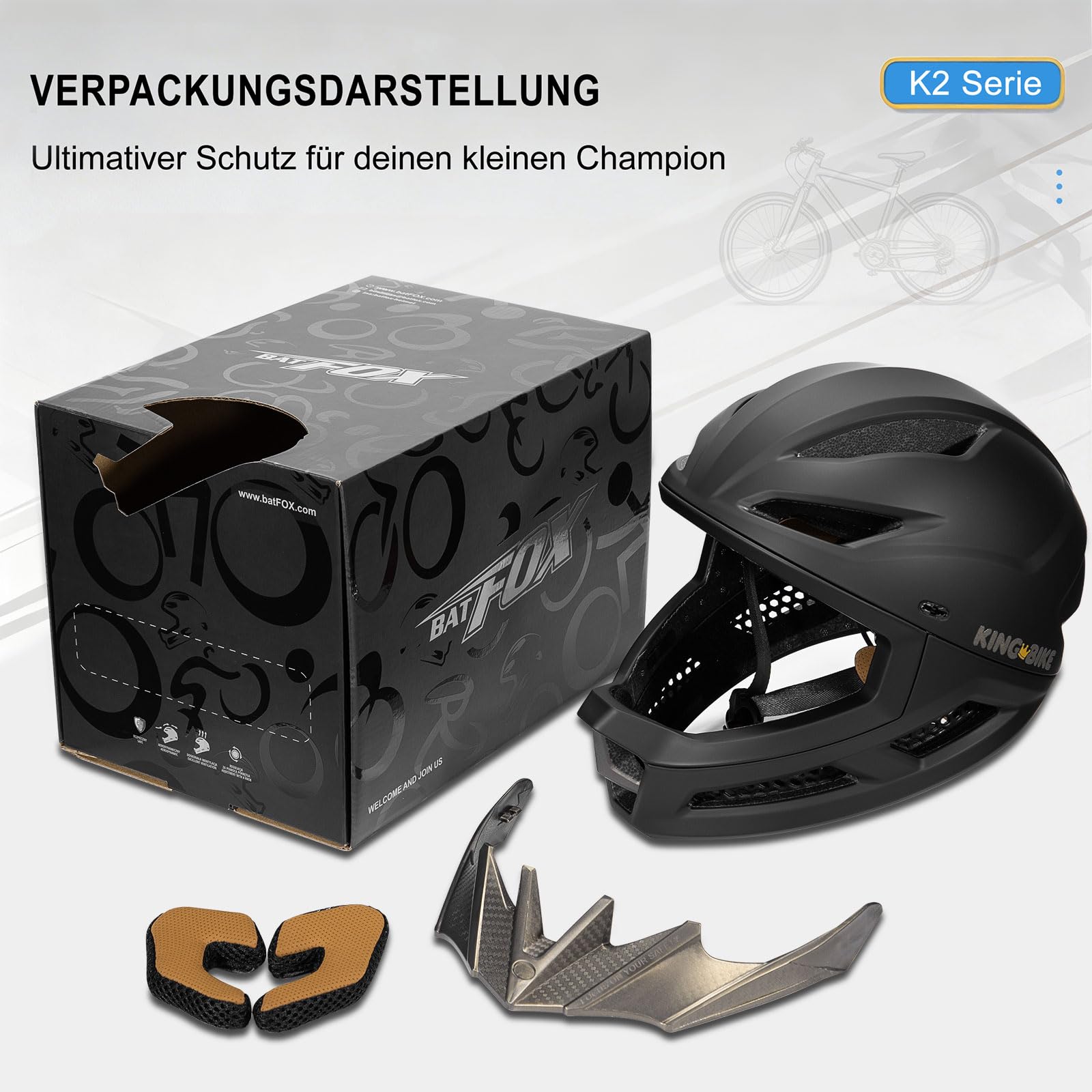 Casque de vélo intégral pour enfant à partir de 3 à 5 à 8 ans, protection intégrale pour vélo, scooter et sport pour garçons et filles