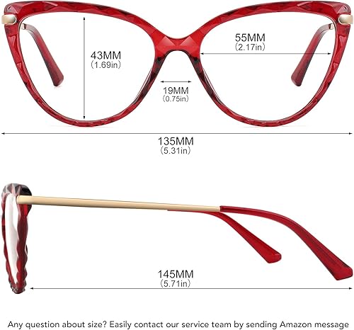 Miniatura 5 de WOWSUN Montura de lentes de ojo de gato de cristal sexy para mujer, sin receta, marco de anteojos falsos con lente transparente