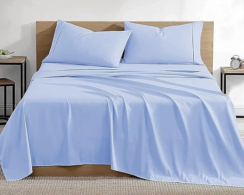 Juego de sábanas de 800 hilos tamaño Queen de algodón egipcio con bolsillos profundos de hasta 18 pulgadas, juego de sábanas de algodón de fibra