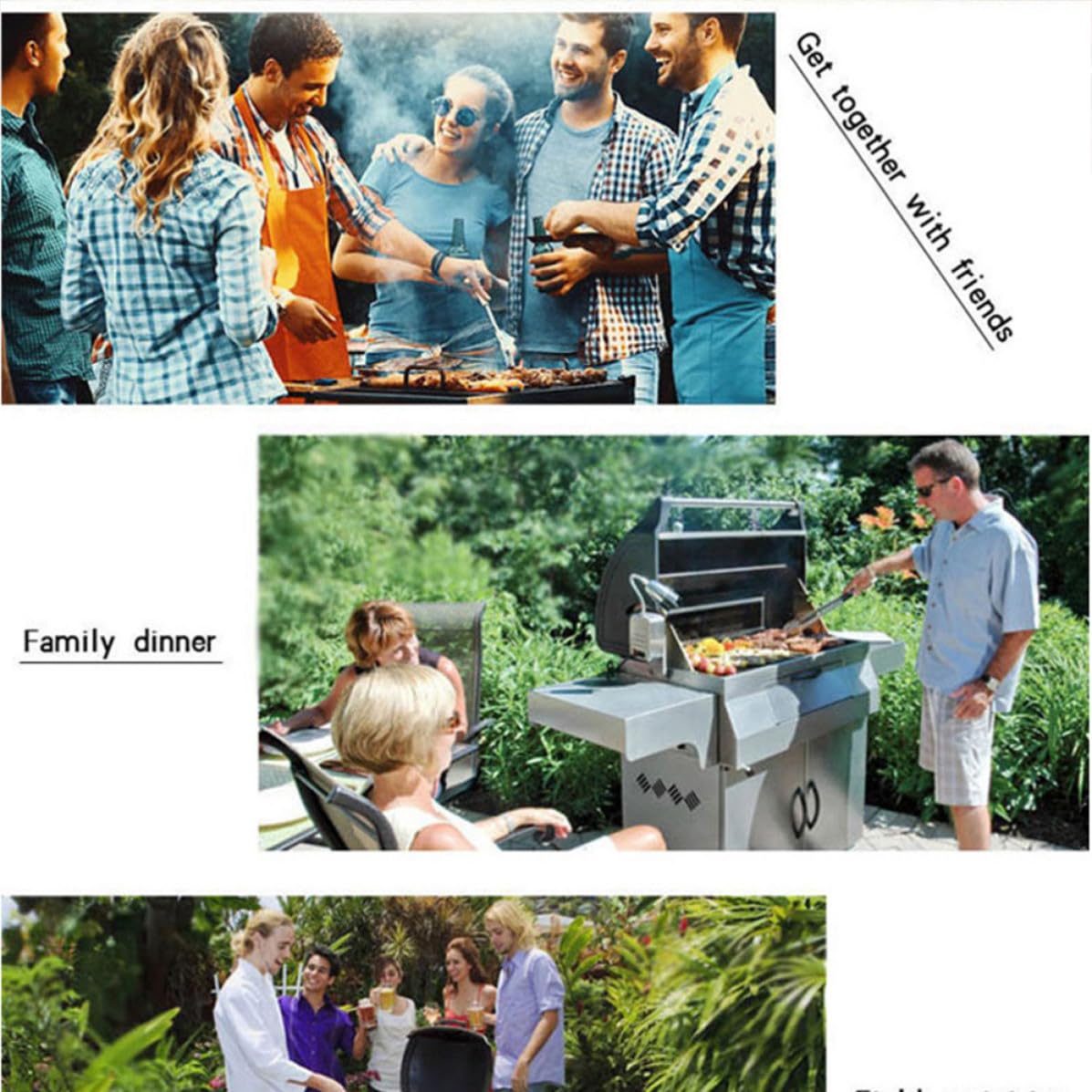 Kit de Herramientas para Barbacoa Utensilios de Parrilla 12 Piezas de Acero Inoxidable con Bolsa Negra Pala, Pinzas, Cuchillo, Tenedor, Brocha y Brochetas para Camping y