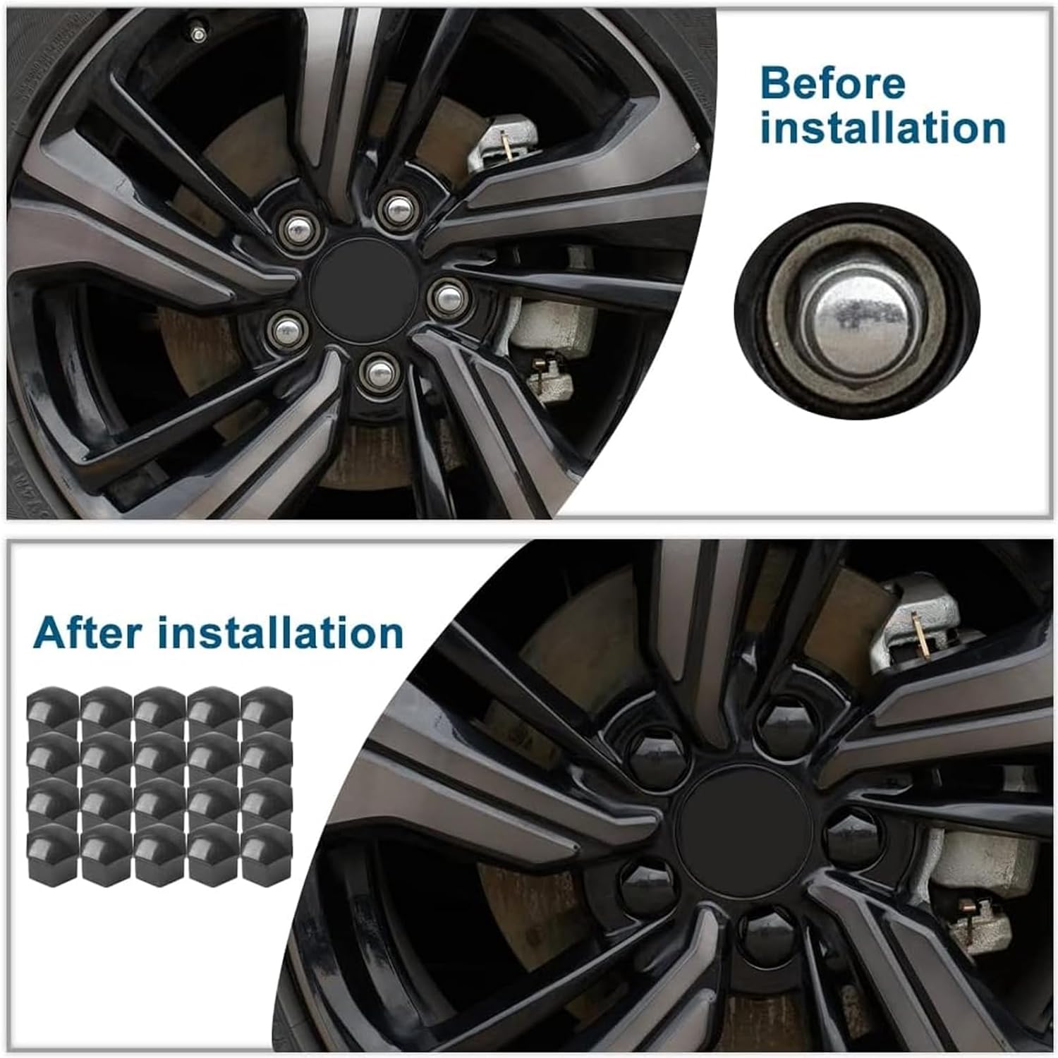 Wheel Nut Covers Car for Audi RS Q8 RSQ8 (4M) 2020 2021 2022 2023 2024, 20Pcs Universal Lug Bolt Caps Hub Screw, Rust-Resistant Protecting Decorating Accessories for Most Models