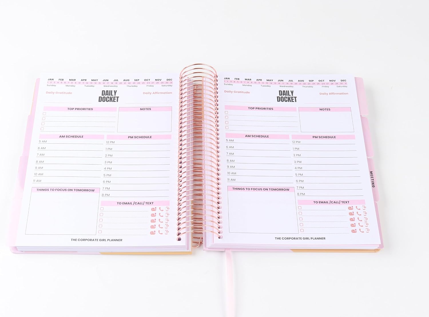 The Corporate Girl Edition 2 Daily Planner - 260 Pages, Rose Gold, Spiral Bound, 8.18 x 9.73, for Professional and Personal Use
