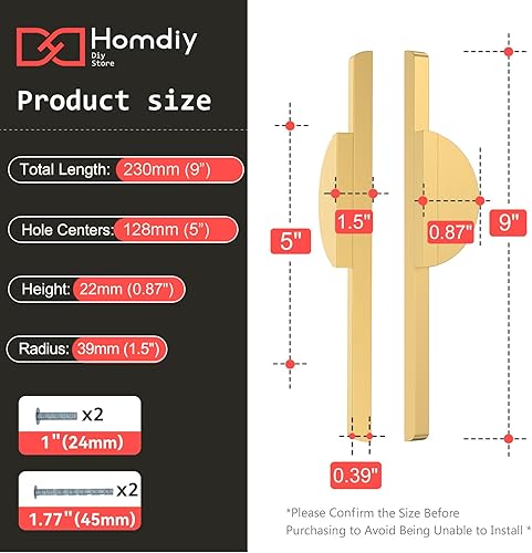 Miniatura 4 de homdiy Paquete de 2 tiradores de gabinete de media luna dorados, manijas de gabinete de cocina semicírculo, tiradores de gabinete de latón cepillado