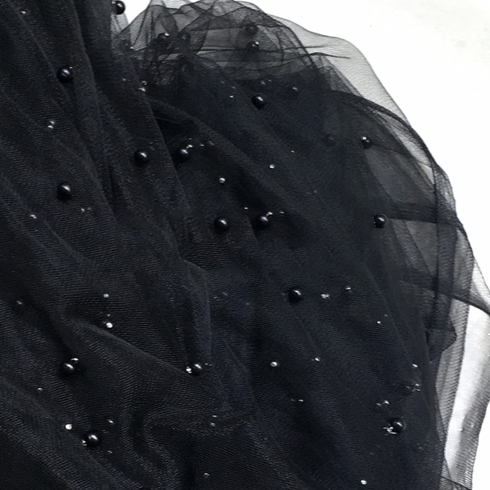 Wide Tulle with Pearl Beads Mesh Lace Fabric for Wedding Party Decoration Dress Bridal Veil Tutu Sewing DIY Crafts