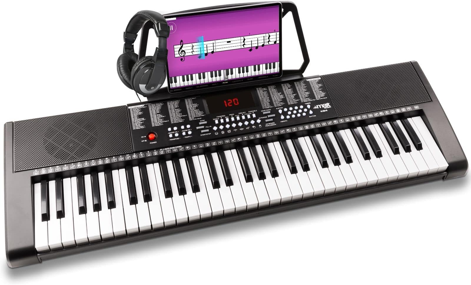 McGrey BK-4910BK Tastiera Elettronica Per Bambini - 49 Tasti, 16 Suoni, 10 Ritmi, Microfono E Leggio - Strumento Didattico Nero