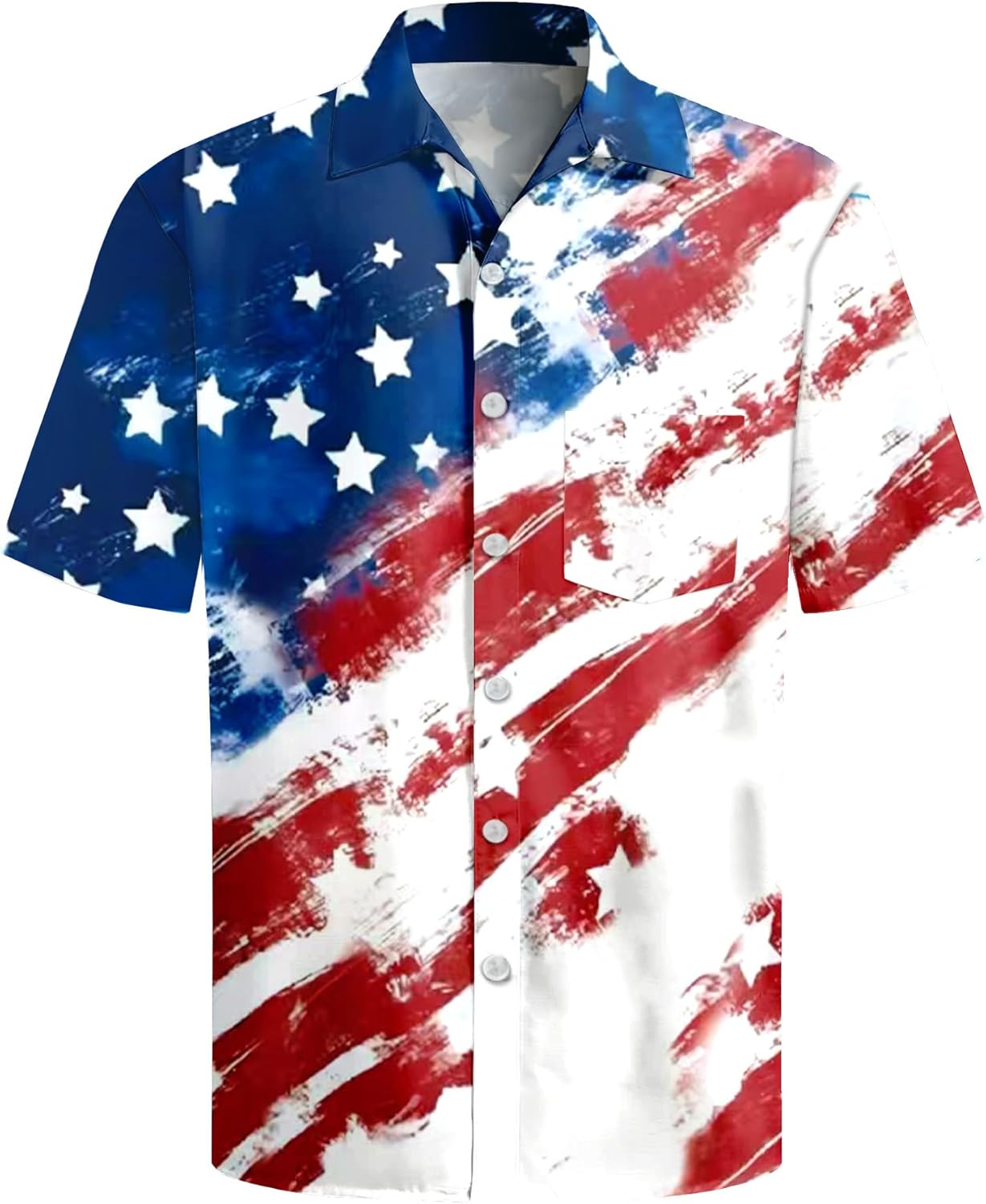 American Flag Hawaiian Shirt Men: 4th of July T Shirt Patriotic Shirt Summer Beach Button Down Tops - Image 5