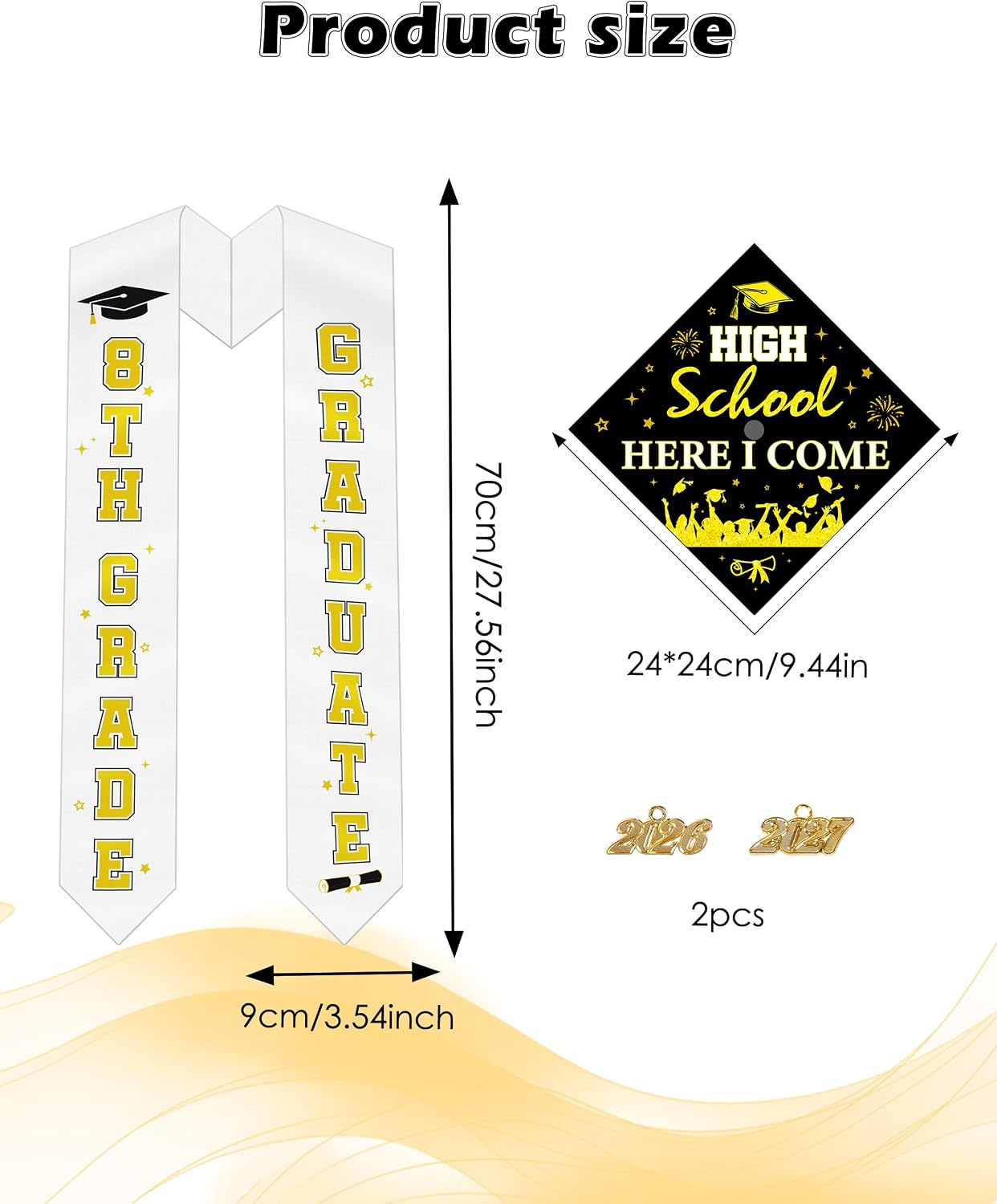 8th Grade Graduation Stole, Class of 2026 Graduation Sash Cap, Middle School Promotion Sash, Grad Keepsake Gift