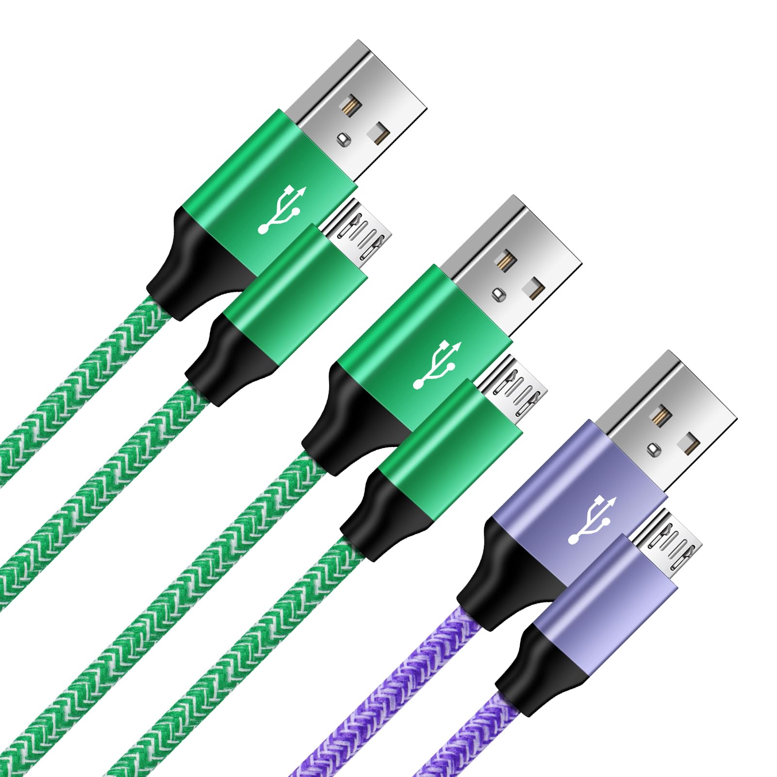 Micro USB Charger Cable,6FT+6FT+3FT USB A to Micro Mini USB Fast Charging Cable Nylon Braided Android Charger Lead for Samsung Galaxy S7 Edge/S7/S6 Edge+/S5/J7/J5/J3,Honor,Nexus,HTC,Xbos,Nokia,PS4