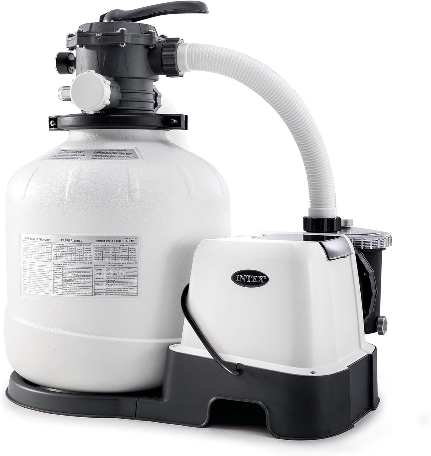 Intex ZX100 Automatic Pressure Side Swimming Pool Cleaner with 26679EG 2,150-GPH 16" Krystal Clear Saltwater System and Sand Filter Pump