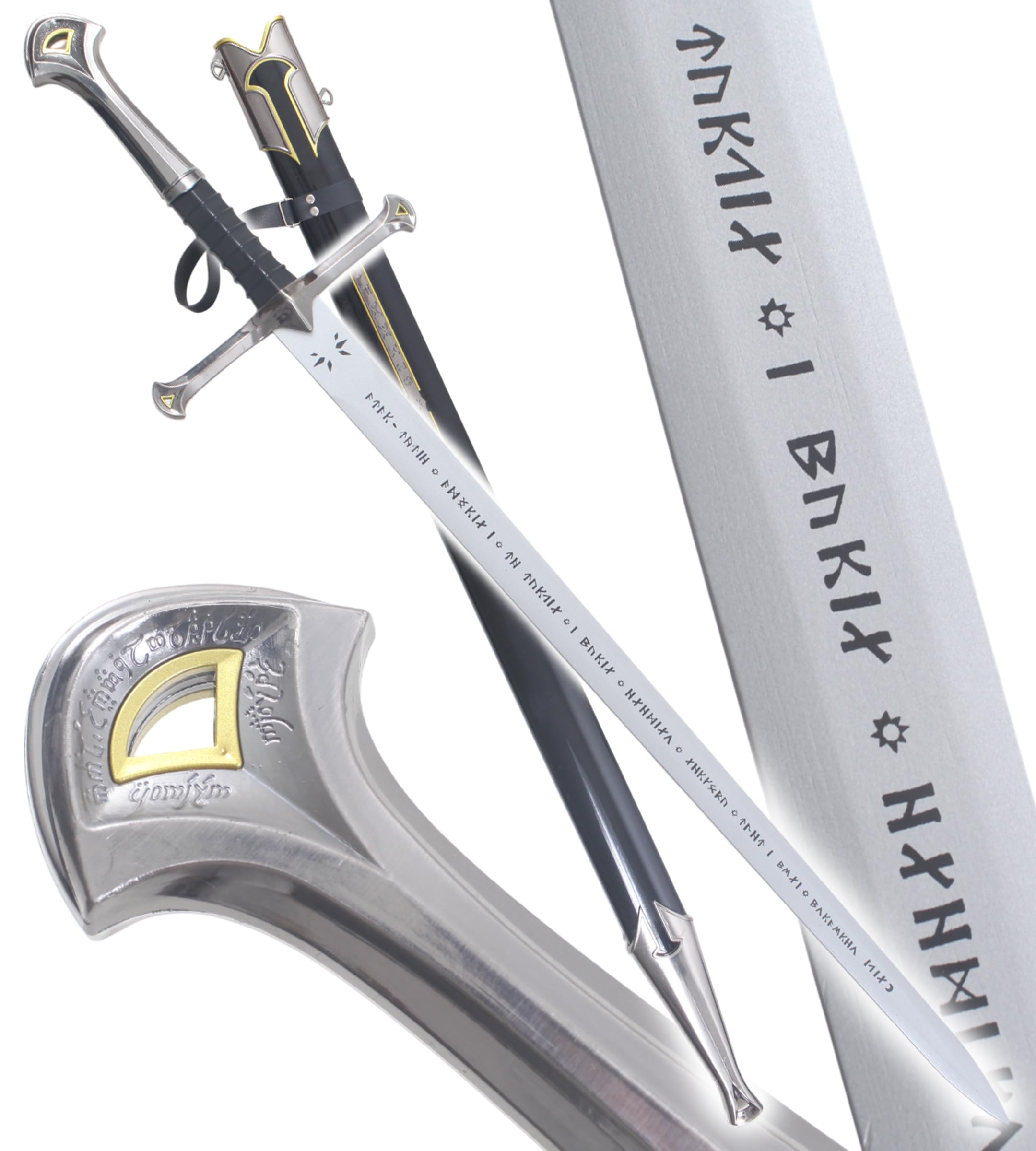 REPLIKSWORD Le Seigneur des Anneaux Epee Anduril en Bois Aragorn Sabre + Fourreau - Lame Decoration Cosplay + Presentoir Inclus