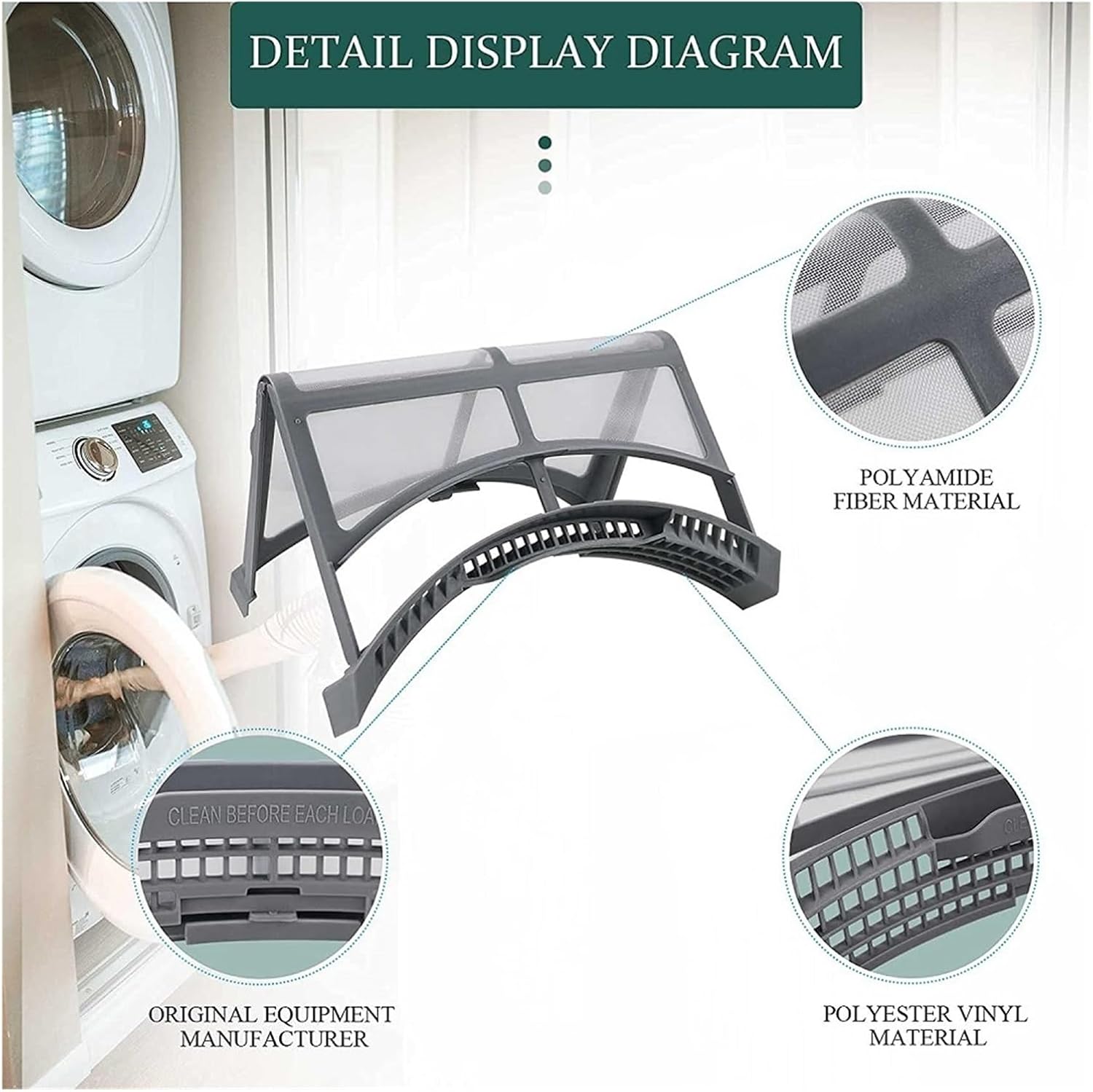 DC61-02595A Dryer Lint Filter Case Screen | Compatible With Samsung Dryer 2069505,AP4578777,PS4206799,EAP4206799