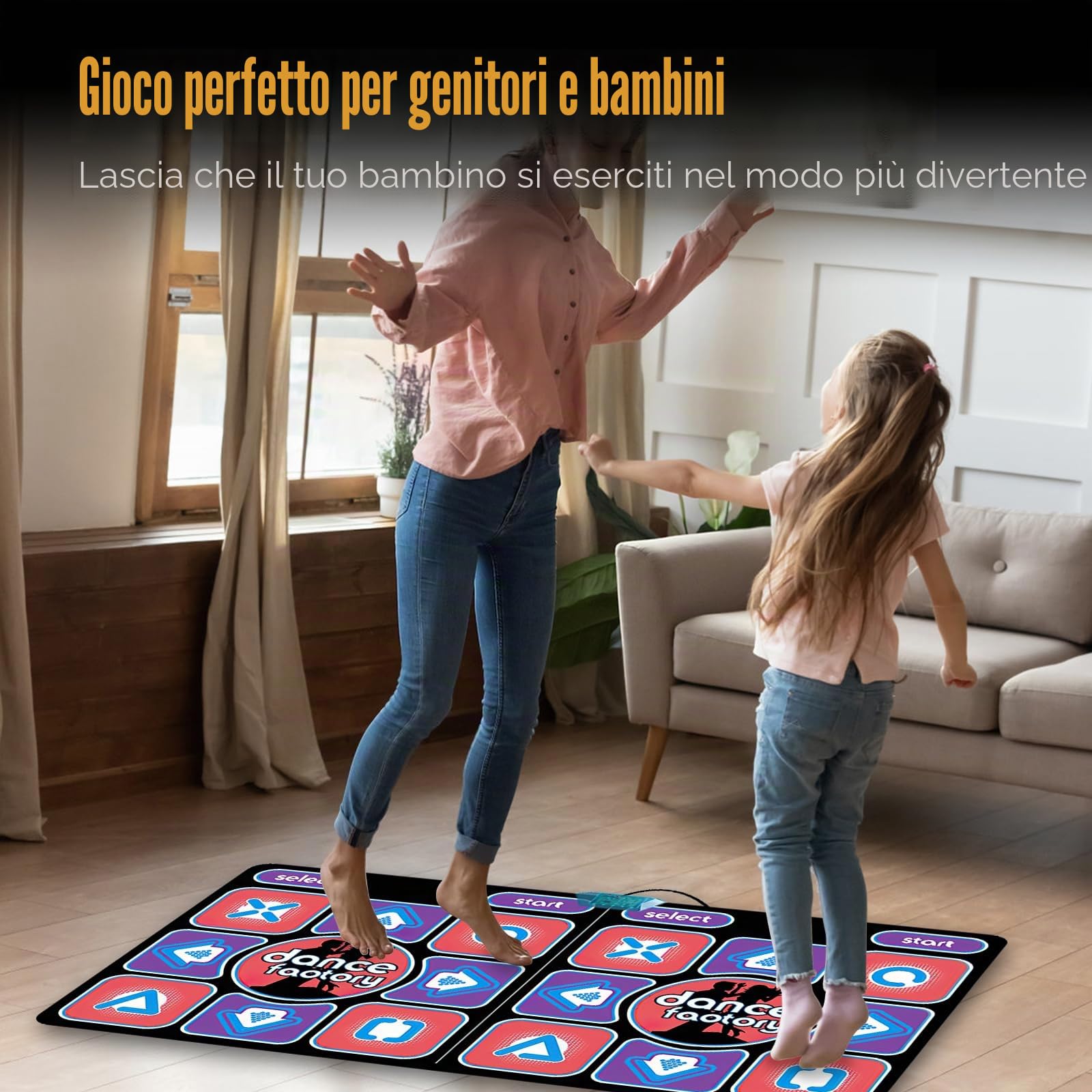Kouamor - Tappeto da ballo per adulti e bambini, 100 musiche integrate, 65 giochi sensoriali, 3 modalità di ballo (Live MTV, cartoni animati, scene 3D), regali per ragazze e ragazzi per compleanno (A)