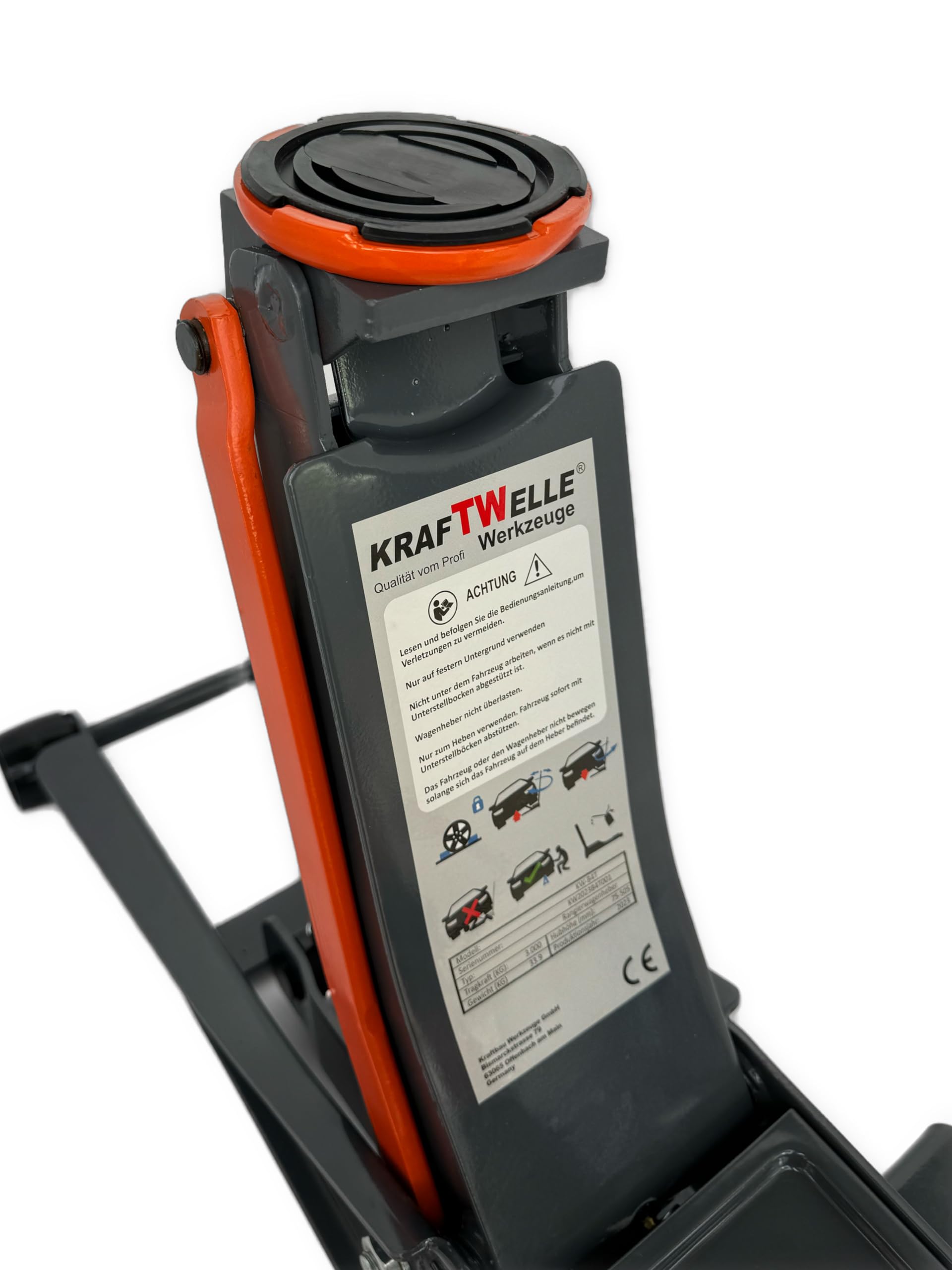 Kraftwelle 4T Gato hidráulico extra plano 75mm-500mm gato hidráulico 3000 kg para vehículos doble pistón