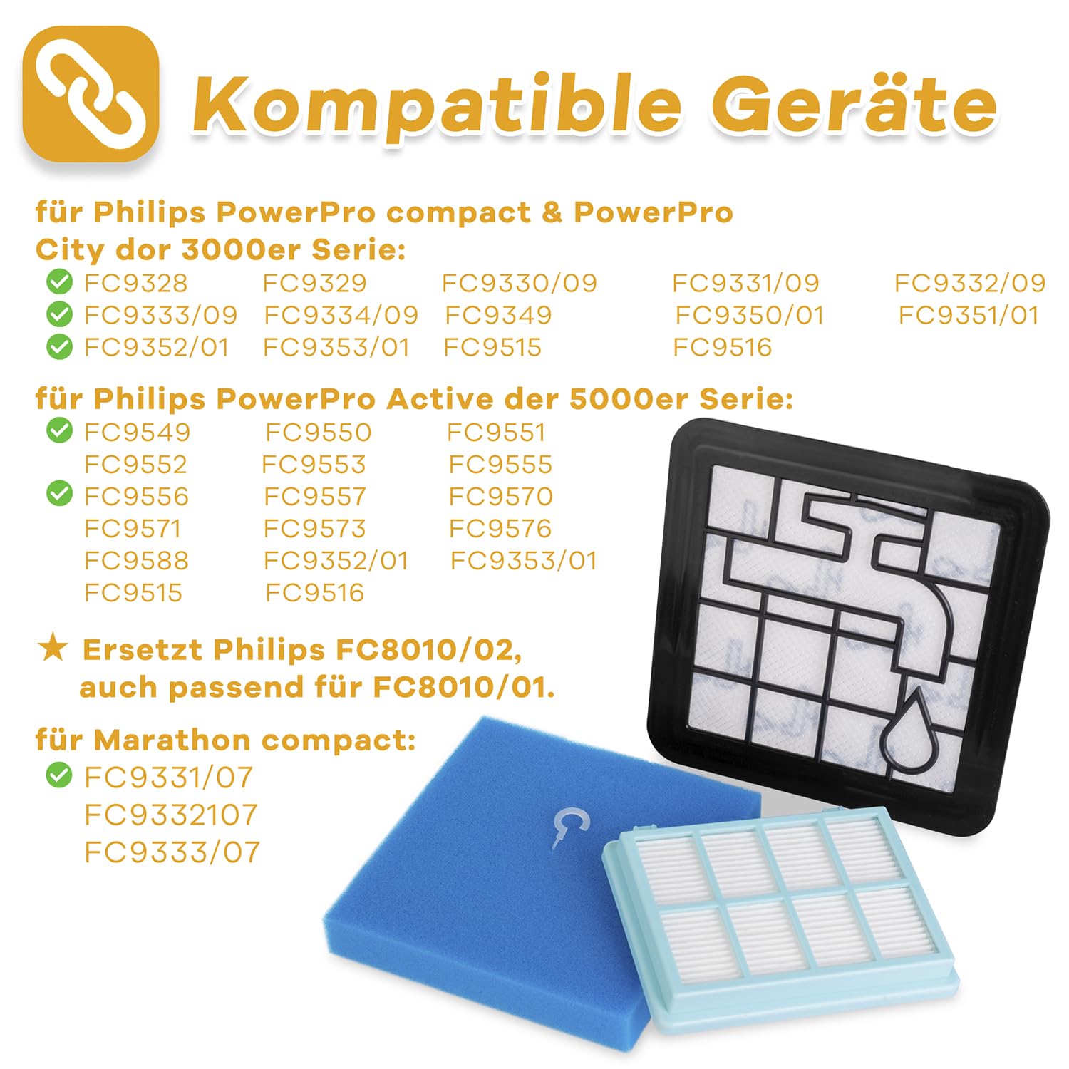 3 Stuks FC9332/09 Ersatzfilterset Voor Philips PowerPro Compact & Active Stofzuiger