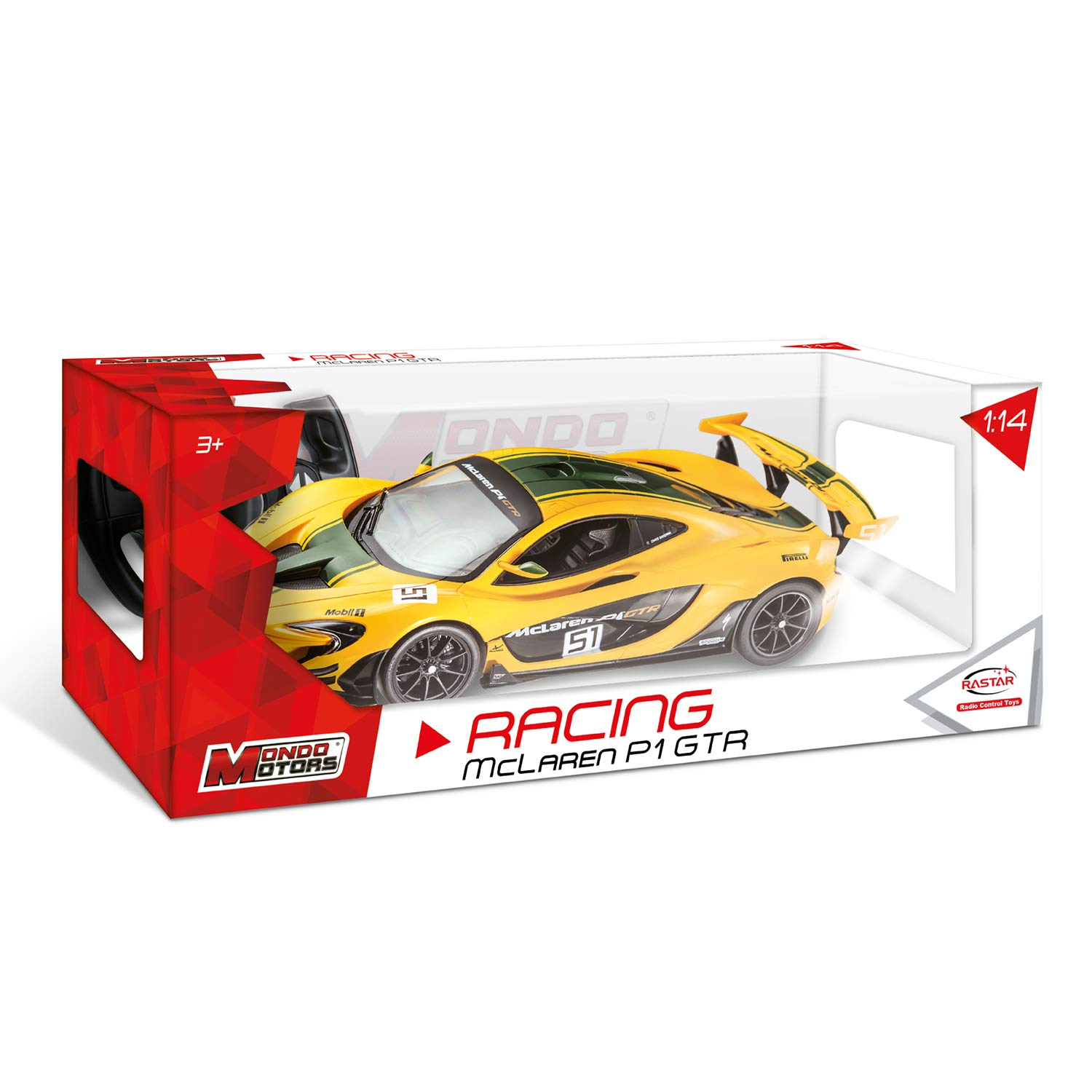 Mondo Motors, MC LAREN P1 GTR, Modello in Scala 1: 14, fino a 10 km/h di Velocità, Auto Giocattolo per Bambini 63882