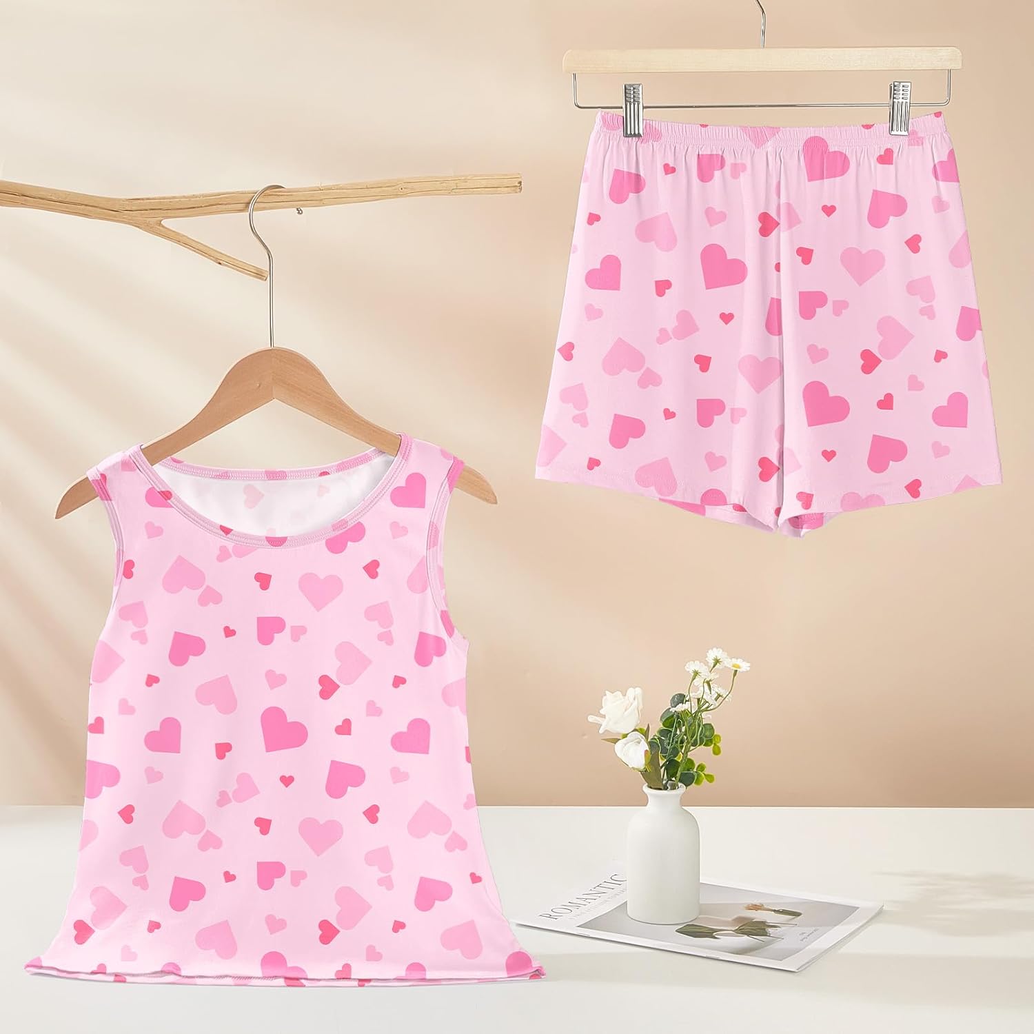 ICOSY Girls Pajamas 2 PCS Kids Pajamas Tank Tops and Shorts Clothes for Toddler Girls Size 8-15 - Image 3