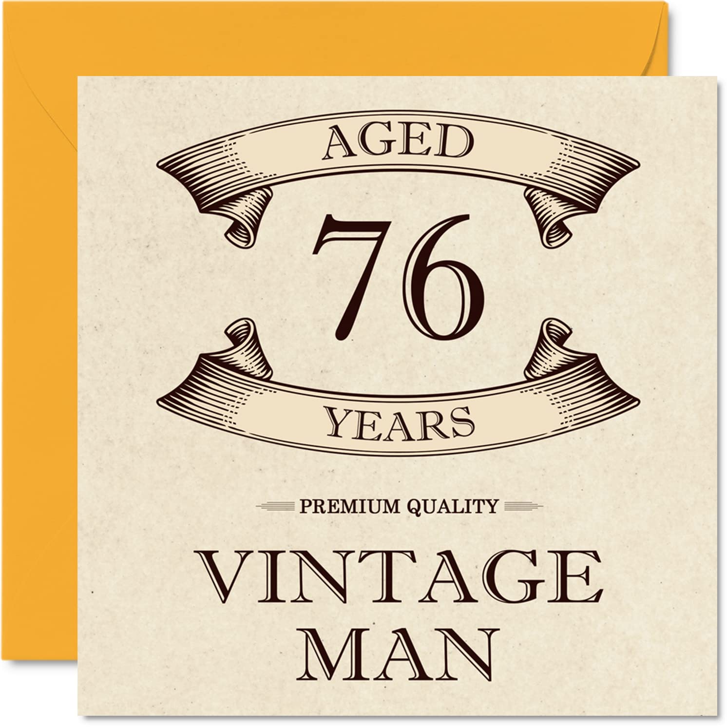 Vintage 76th Birthday Cards for Men - Aged 76 Years - Fun Birthday Card for Grandpa Dad Husband Uncle Brother Grandad, 145mm Greeting Cards, 76th Card