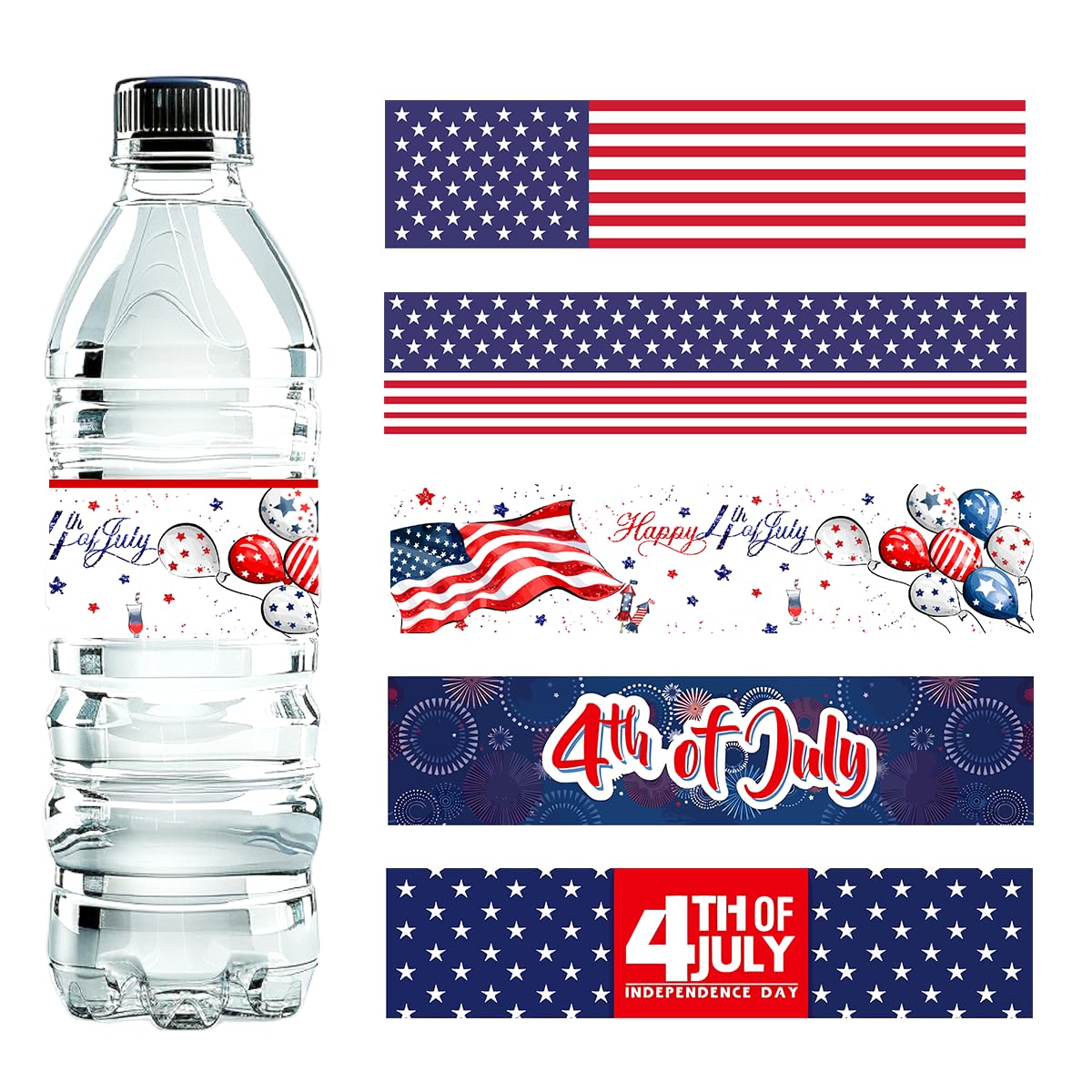 4th of July Patriotic Water Bottle Labels Sticker America Memorial Day Independence Day Party Dining Table Decorations Indoor Outdoor Home Celebration