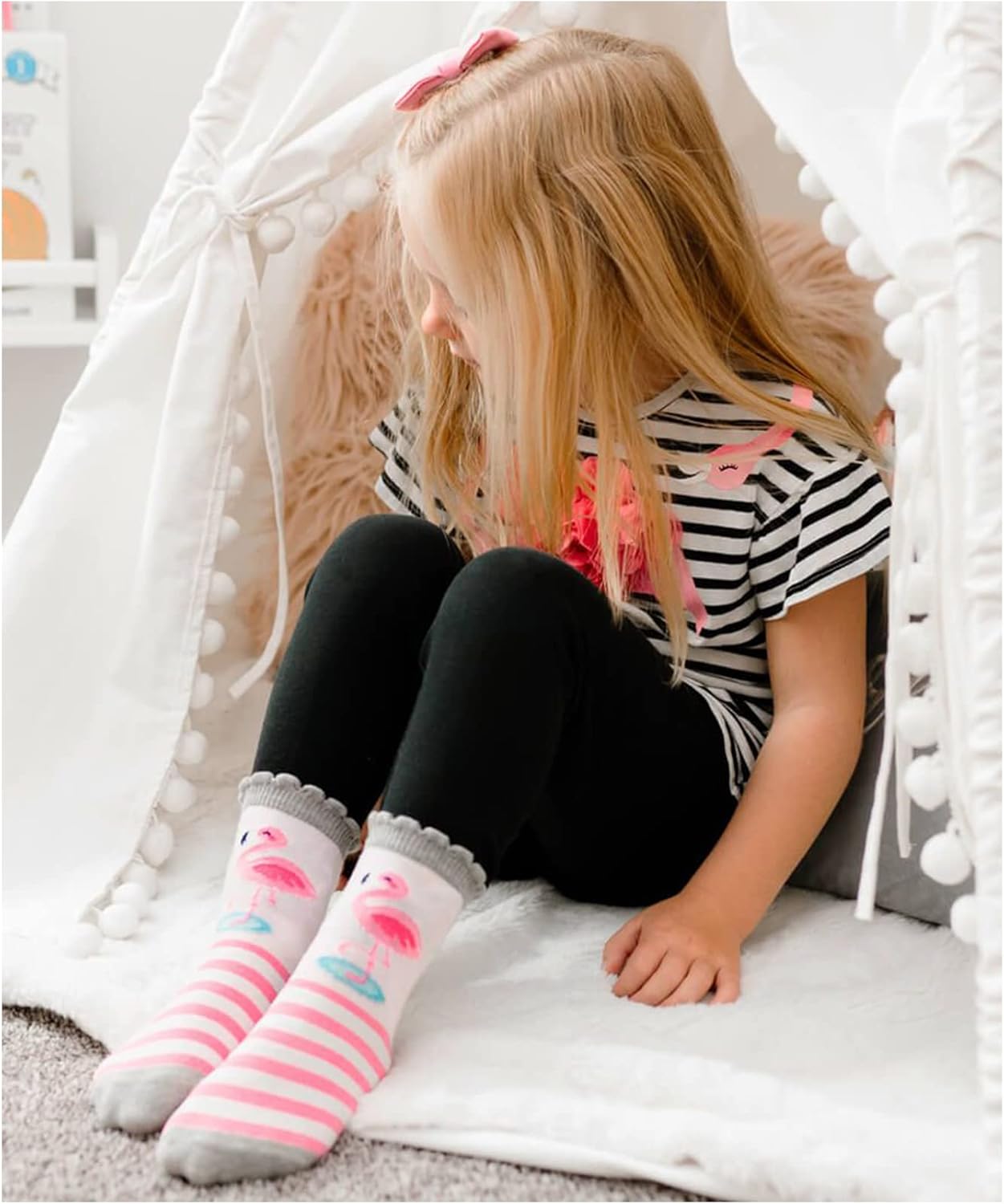 Jefferies Socks Girl's Unicorn Llama Giraffe Flamingo Novelty Pattern Crew Socks 6 Pack - Image 7