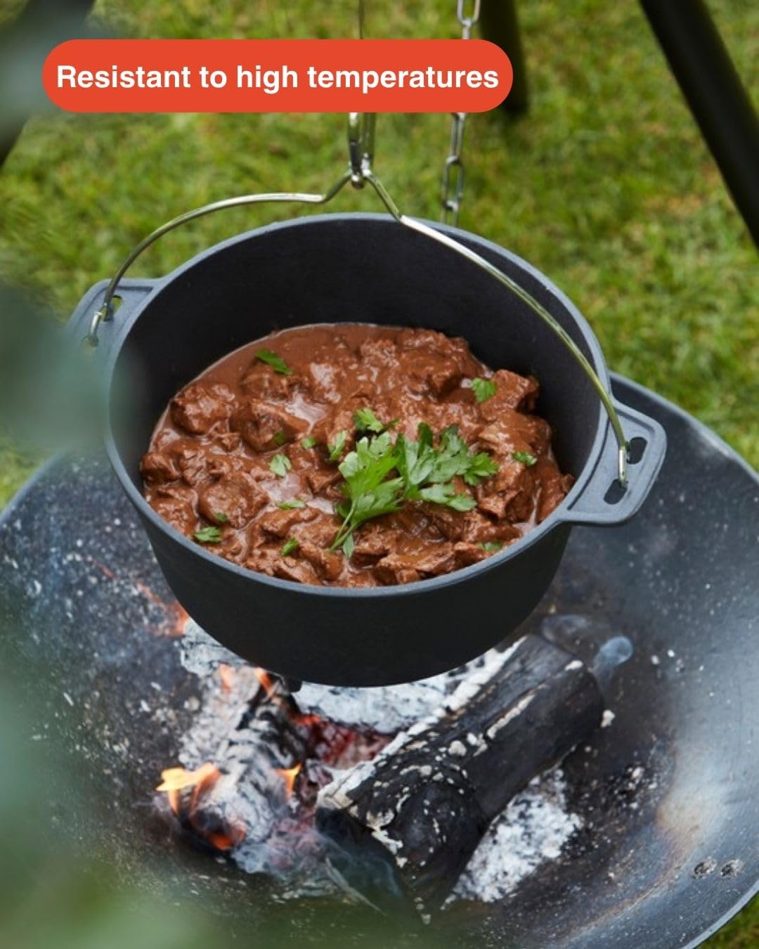 Barbecook Junko cocotte, marmitte en fonte, accessoire pour le barbecue bois, 9L, Noir
