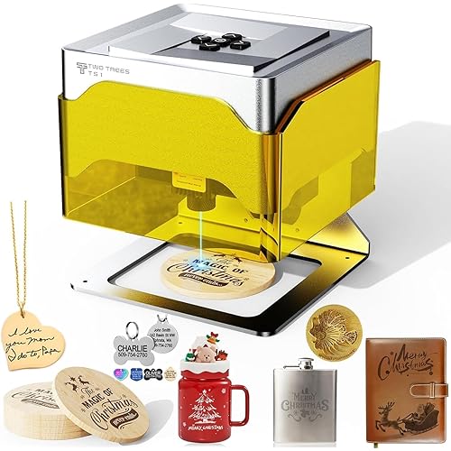Twotrees TS1 Mini 3000mW Laser Engraver,Portable Laser Engraving Machine,Lase Cutter,3000mm/min Speed,80x80x30 mm Working Area,Laser Engraver Machine for Jewelry, Metal, Wood, Glass,Leather