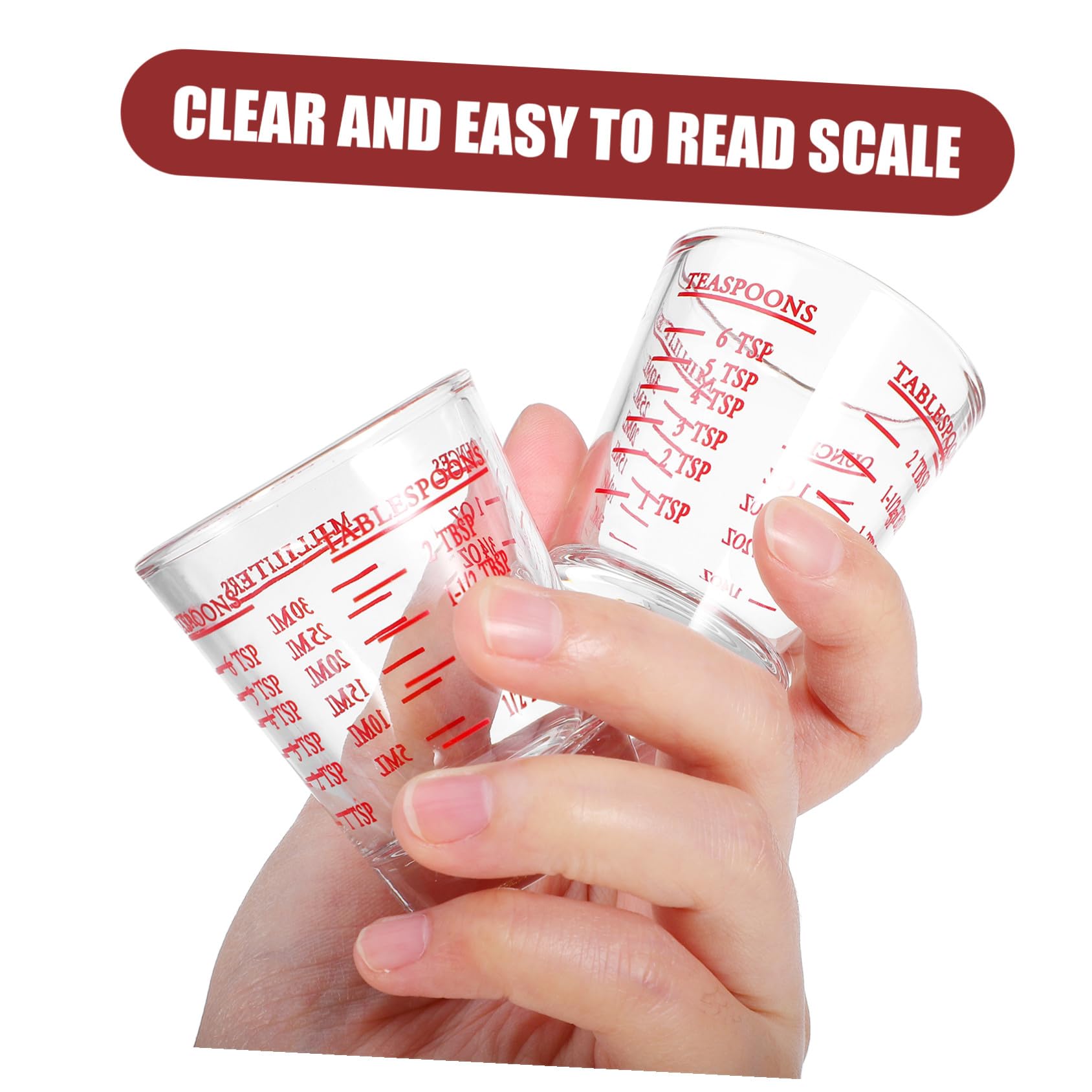 8pcs Verres Doseurs Tasse à Mesurer Ménagère Verre Gradué 30ml Marquages Clairs Cuisine et Pâtisserie