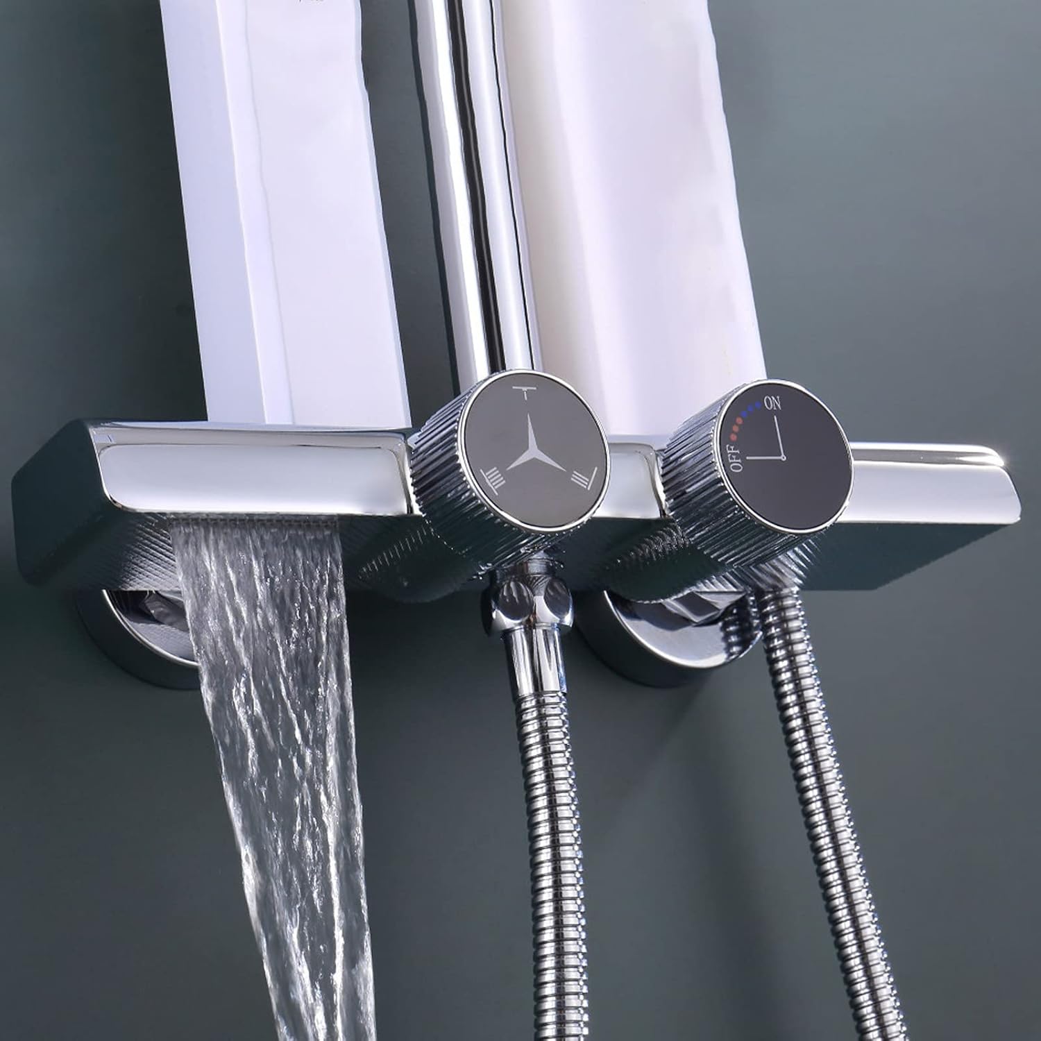 Exposed Shower Systems, Rain Shower Head with Handheld, 3 Functions Chrome Shower Faucet Sets Complete, Shower Set, Complete Shower System Kit with Shower Valve and Trim Kit, Wall