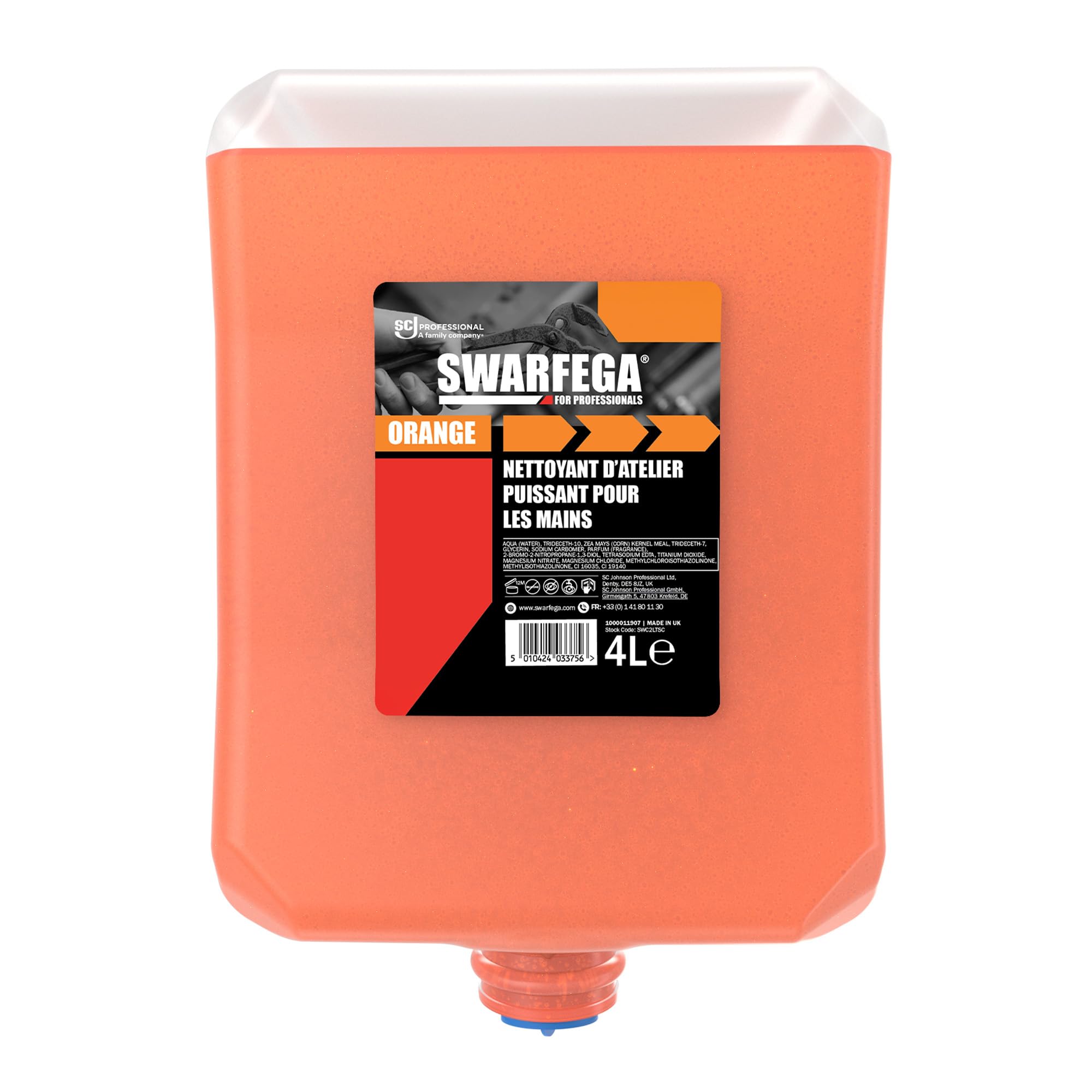 Swarfega Orange – Nettoyant Industriel Mains – Recharge 4 L – sans solvant – Usage Professionnel