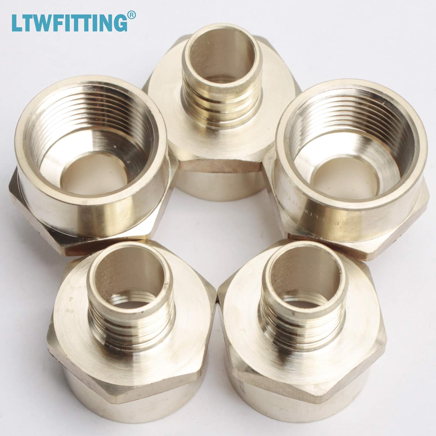 LTWFITTING No Lead Brass PEX Adapter Fitting 3/4-Inch PEX x 3/4-Inch Female NPT Crimp Adaptor (Pack of 5)