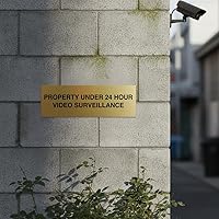 Vista 4 de Signs ByLITA Basic Property - Señal de video bajo vigilancia de 24 horas (plata cepillada) - Mediano