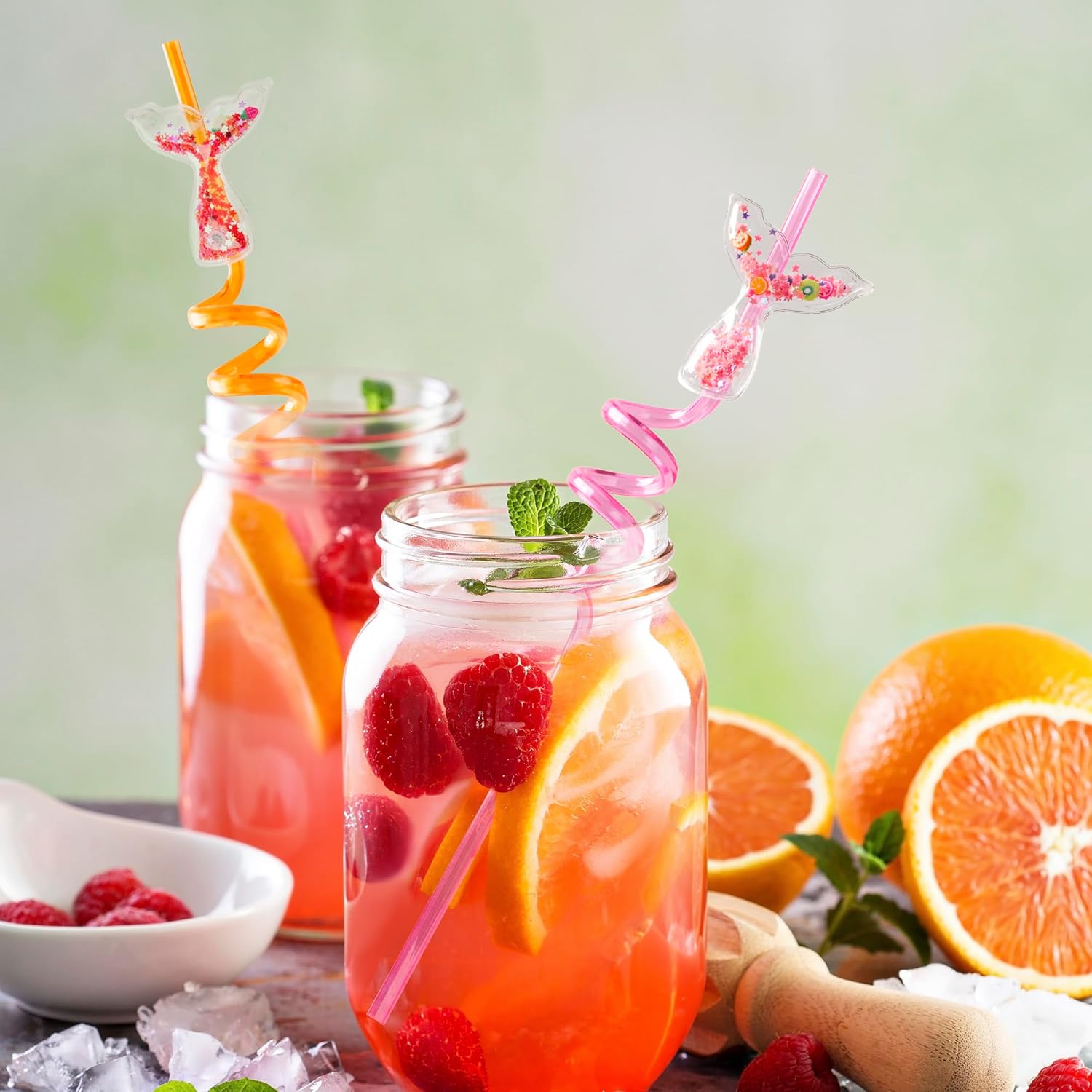 Snowfall 12 Pcs Glitter Mermaid Straws, Princess Theme Crazy Silly Straw for Birthday Party Favors Supplies, Reusable Plastic Drinking Straws for Boys Girls Party Decorations Gift(Mermaid) - Image 2