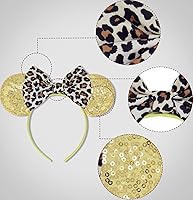 Vista 77 de Diadema con orejas de ratón de Minnie de leopardo, decoración de fiesta, diadema de orejas de ratón para disfraz de Halloween, accesorios para el 2