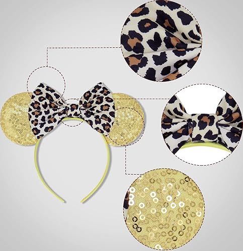 Miniatura 77 de Diadema con orejas de ratón de Minnie de leopardo, decoración de fiesta, diadema de orejas de ratón para disfraz de Halloween, accesorios para el 2