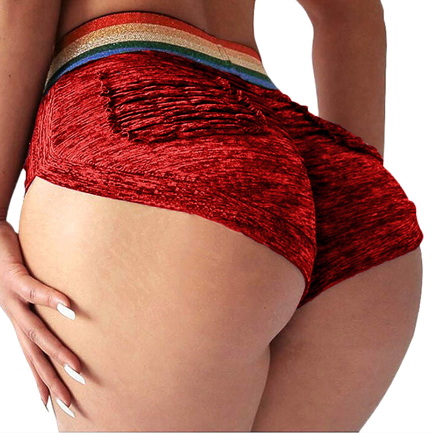 YOFIT Womens Sexy Ruched Butt Lifting Gym Shorts High Waisted Booty Yoga Shorts Workout Running Twerking Daisy Dukes Shorts