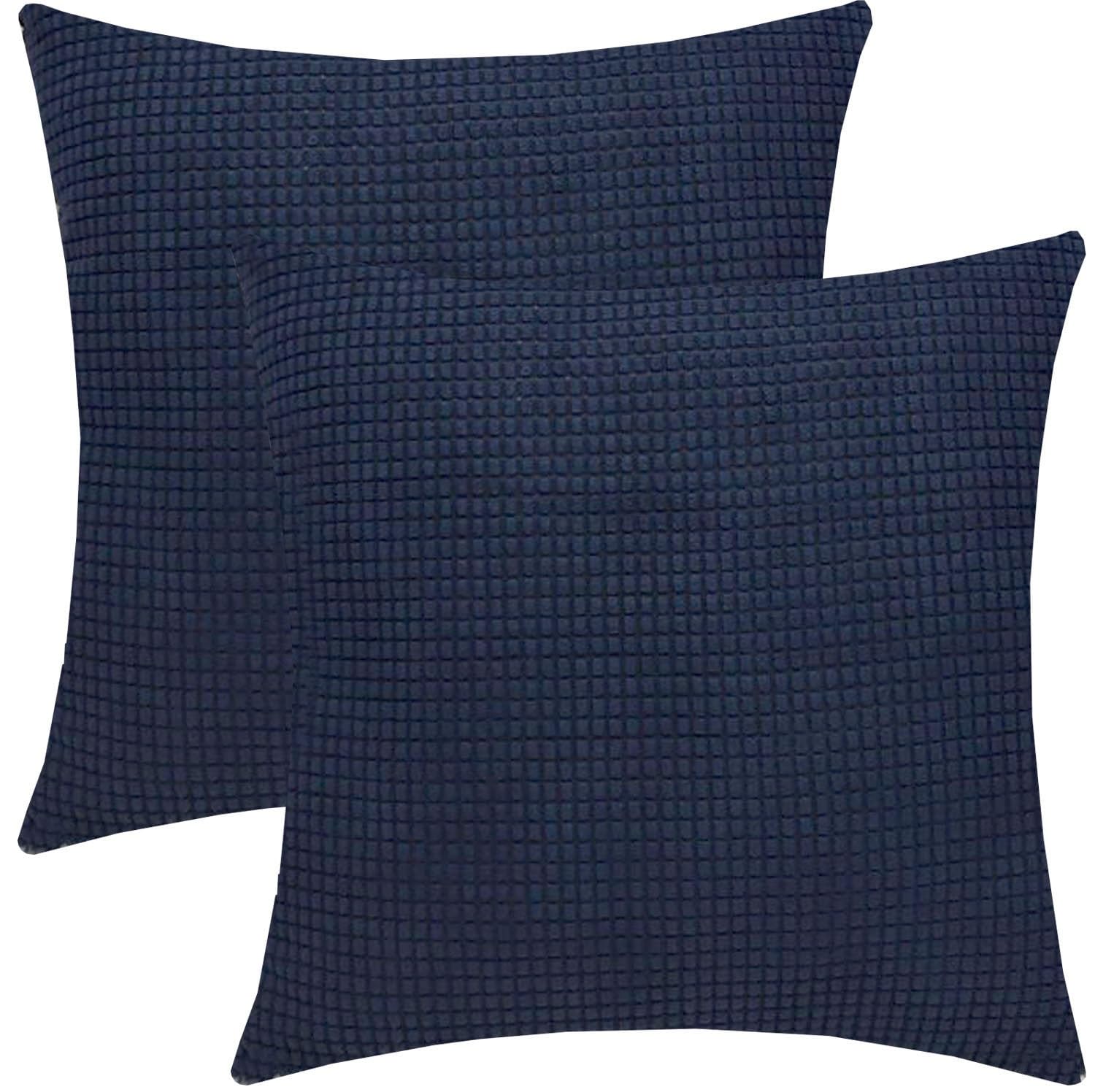 Cushion Covers Pack of 2 Large Decorative Square Throw Pillow Case Green/Brown/Grey/Blue for Sofa Living Room Couch,Rectangle Pillowcase Covers with Invisible Zipper(Navy blue,70x70cm(Set of 2 ))