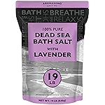Aromasong Pure Dead Sea Salt for Soaking with 100% Natural Lavender, 19 LB - Spa Bath Salt Fine Grain - Body Wash Scrub - Soak for Women & Men- Bulk Resealable Pack