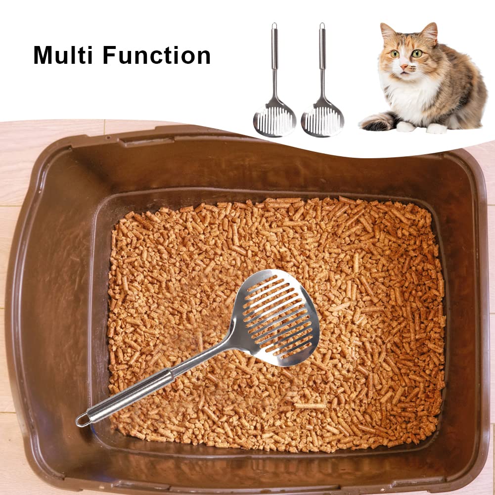2pcs Cat Litter Scoop, Stainless Steel Litter Scoop Long Handle Durable Cat Mesh Shovel (Sliver) - image 8