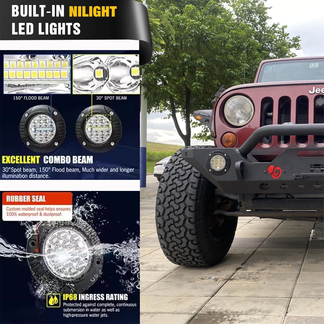 OMP Offroad Steel Front Bumper compatible for Jeep Wrangler JK JL 2007-2025 & Gladiator JT - Black Textured with 2 Highquality LED