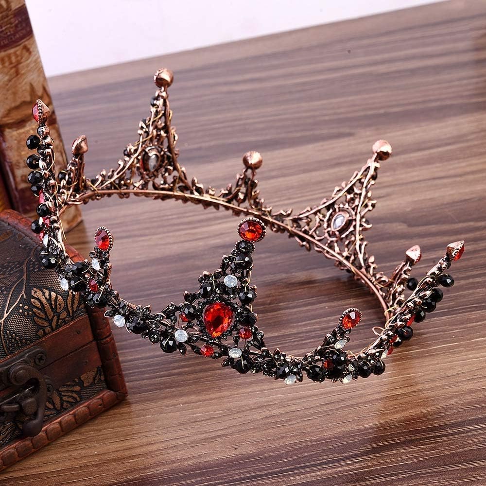 crown, Crystal Handmade Beading Queen Crown Wedding Hair Jewelry for Colour:Gold