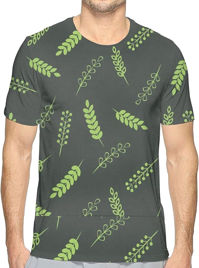 Green Nature Men's Soft Printed Short Sleeves Fashion Design T Shirts for Men