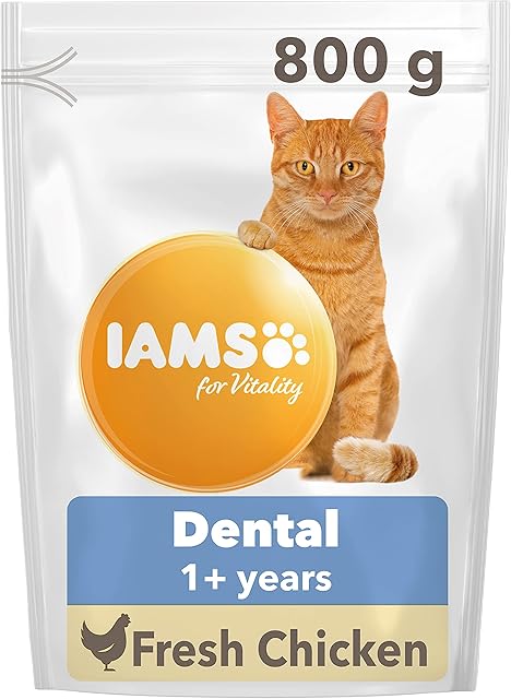 IAMS Dental Complete Dry Cat Food for Adult and Senior Cats with Chicken 800 g