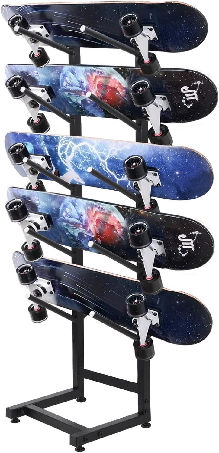 Single-sided 5-Tiers Free Standing Water Ski Rack - Ski Storage Rack Free Standing Water Ski Rack Metal Snowboard Storage Rack For Skis, Skateboards, Scooter(43.3x11.8x11.8 inch)