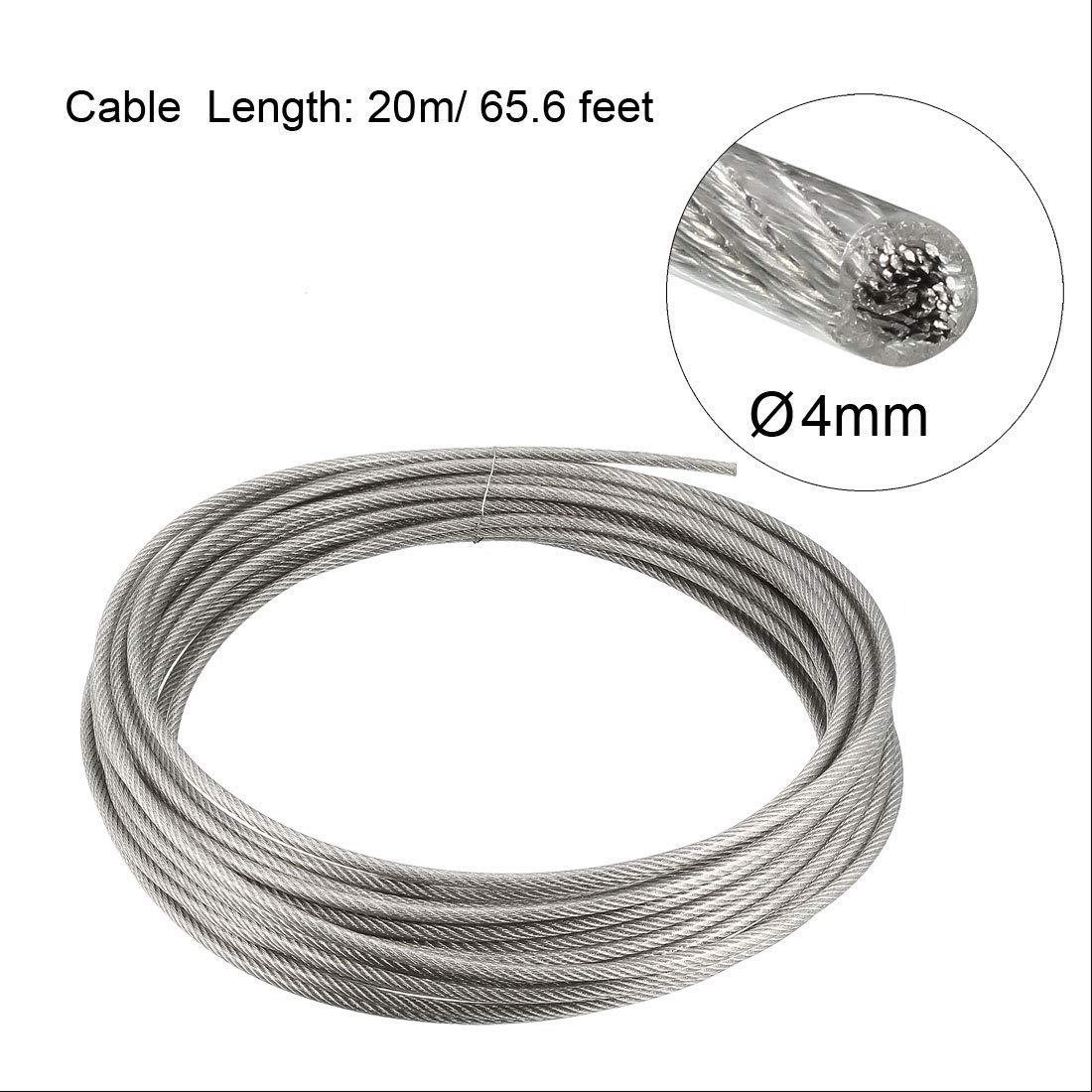 4MM 0,16" średnica 65,6FT 20M 8 Gauge 304 stal nierdzewna drut powlekany PVC jakość do podnoszenia koła pasowego kruszarki