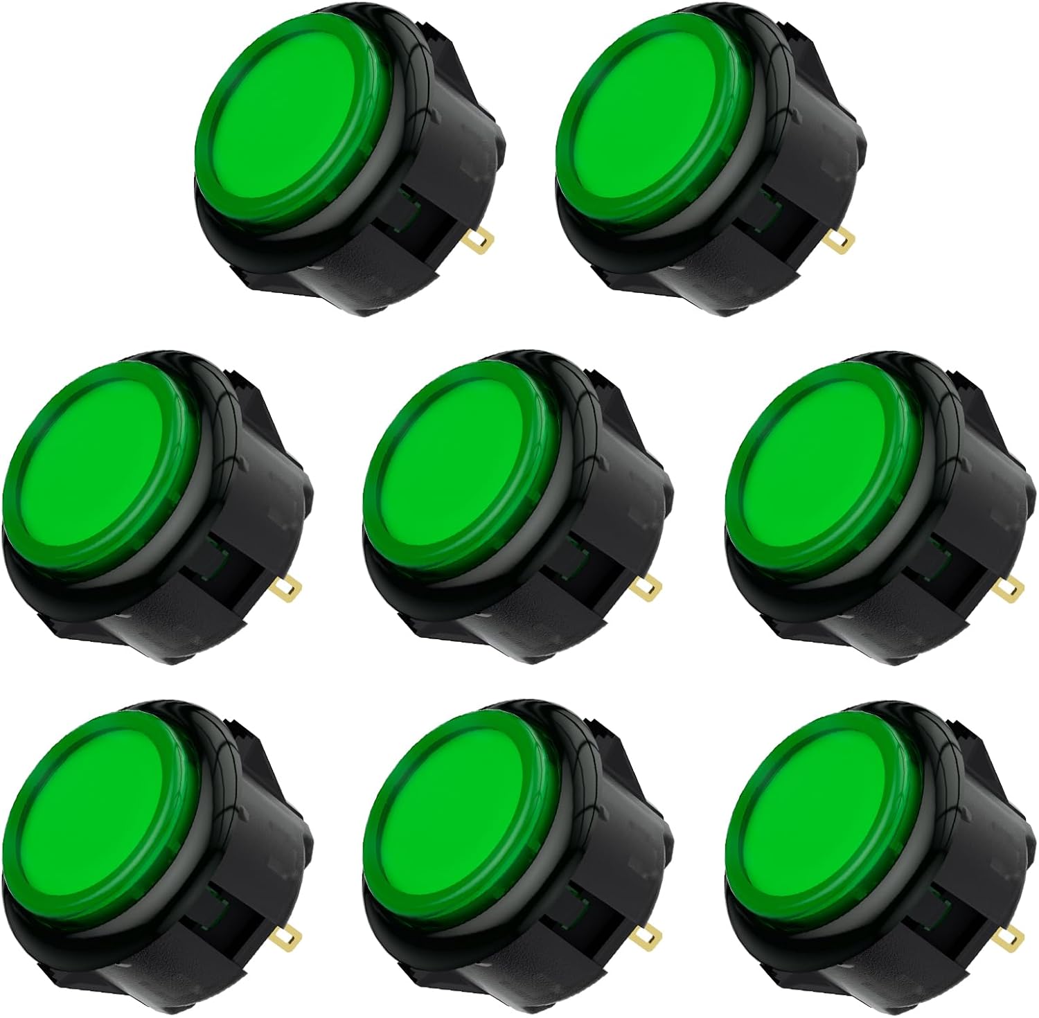 Qanba Gravity KS Mechanical Shafts Silent Pushbutton 30mm Snap-in (Boxed (Clear Green Black D09(8 pcs)