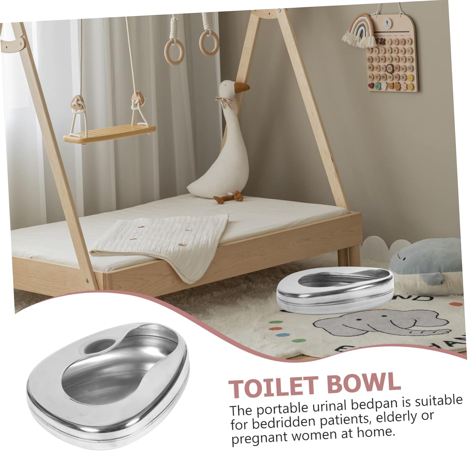 Ipetboom Bed Pan for Bedridden Elderly Horizontal Bedpan Urinal Lightweight for Home Care