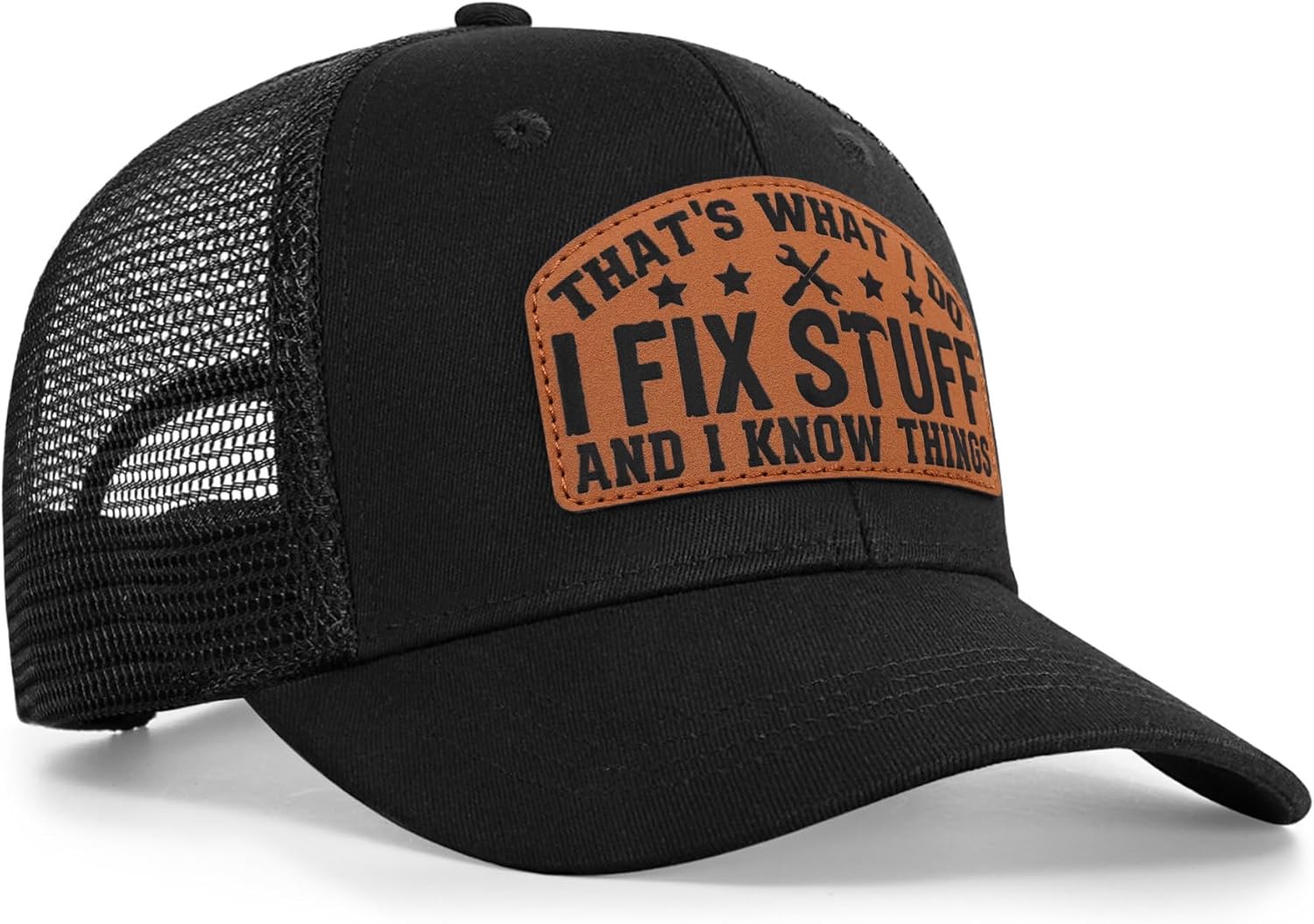 Funny Mens Trucker Hats - I Fix Stuff and Know Things Hat for Men Dad Father Uncle - Adjustable & Breathable Casual Wear - Image 3